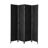 NNEED 4 Panel Room Divider Privacy Screen Black