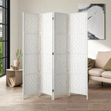 NNEED 4 Panel Room Divider Privacy Screen White