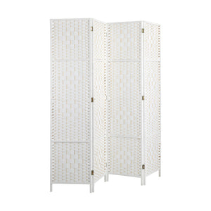 NNEED 4 Panel Room Divider Privacy Screen White