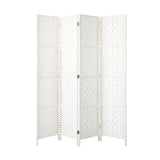 NNEED 4 Panel Room Divider Privacy Screen White