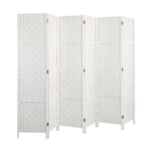 NNEED 6 Panel Room Divider Privacy Screen White