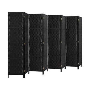 NNEED 8 Panel Room Divider Privacy Screen Black