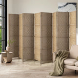 NNEED 8 Panel Room Divider Privacy Screen Wood