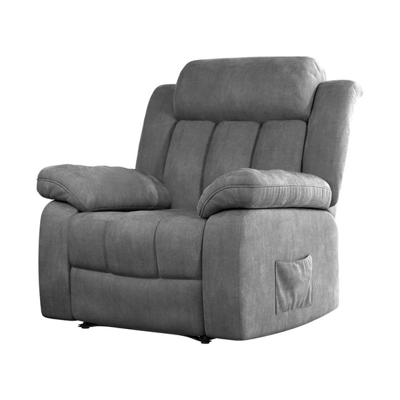 NNEDSZ Recliner Chair Electric Massage Chair Velvet Lounge Sofa Heated Grey