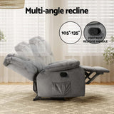 NNEDSZ Recliner Chair Electric Massage Chair Velvet Lounge Sofa Heated Grey