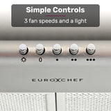 NNEMB 60cm Fixed Stainless Steel Rangehood, Quiet 3-Speed, 4-Layer Dishwashable Filters, Halogen Lights EFR60S