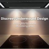 NNEMB 60cm Undermount Rangehood Black, Quiet 3-Speed, 3-Layer Dishwashable Filter, LED Lights EUR60B