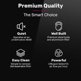 NNEMB 60cm Undermount Rangehood Black, Quiet 3-Speed, 3-Layer Dishwashable Filter, LED Lights EUR60B