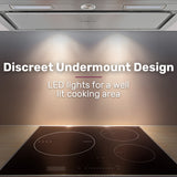 NNEMB 60cm Undermount Rangehood Stainless Steel, Quiet 3-Speed, 3-Layer Dishwashable Filter, LED Lights EUR60S
