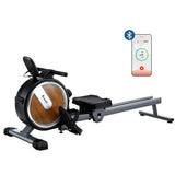 NNEDSZ Everfit 16 Level Magnetic Rowing Machine for Home with App Connect Walnut