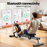 NNEDSZ Everfit 16 Level Magnetic Rowing Machine for Home with App Connect Walnut
