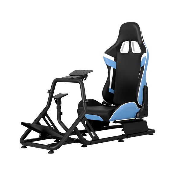 NNEDSZ Artiss Racing Simulator Cockpit Steering Wheel Gaming Chair Blue