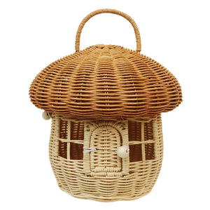 NNEOBA Rattan Mushroom Wicker Basket Cute Cartoon Tote