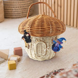 NNEOBA Rattan Mushroom Wicker Basket Cute Cartoon Tote