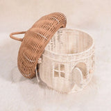 NNEOBA Rattan Mushroom Wicker Basket Cute Cartoon Tote