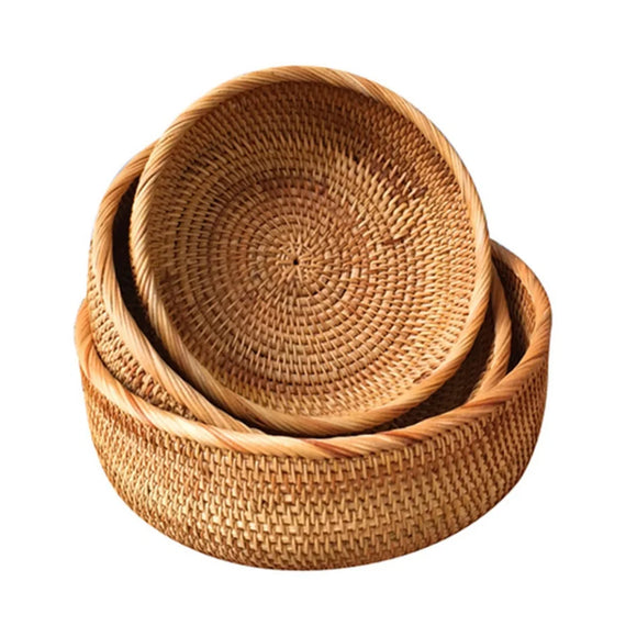 NNEOBA Rattan Wicker Storage Basket (3 pcs)