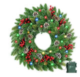 NNEOBA Pre-Lit Christmas Wreath with LED Lights