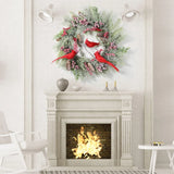 NNEOBA Red Cardinal Christmas Wreath with Berry and Pinecones
