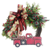 NNEOBA Christmas Red Truck Farmhouse Wreath