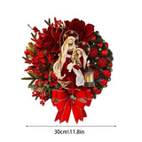 NNEOBA Red Christmas Wreath with Mini Statue