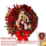 NNEOBA Red Christmas Wreath with Mini Statue