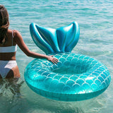 NNEOBA Inflatable Mermaid Swimming Ring with Backrest for Adults