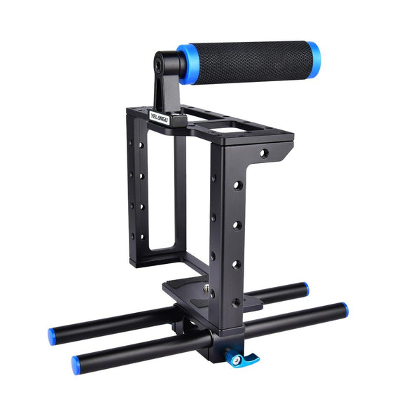 Protective Dslr Camera Cage With Stabilizer And Top Handle - Black-1915196736180195329