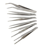 Set Of 6 Stainless Steel Straight And Angled Tweezers - Grey-1915197757459664904