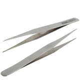 Set Of 6 Stainless Steel Straight And Angled Tweezers - Grey-1915197757459664903