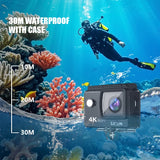 NNEOBA 4K Ultra HD Action Camera 30M Waterproof Black