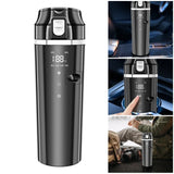 NNEOBA Smart Car Heating Mug with Digital LCD Display 500ML Stainless Steel Black
