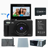 NNEOBA 4K Digital Camera for Photography 64MP Vlogging Black