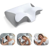 NNEOBA 2-in-1 Ergonomic Memory Foam Cervical Pillow Orthopedic Neck Support Grey