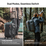 NNEOBA 2-in-1 Outdoor Trolley Case Backpack Expandable Black