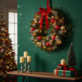 40CM LED Christmas Wreath with Red Berries