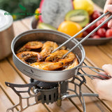 NNEOBA Titanium Camping Cookware Set Pan with Folding Handles Silver