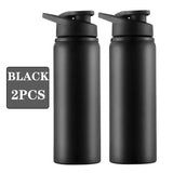 NNEOBA 2pcs 600ml Sports Water Bottle Black