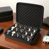 15-Slot Hard Shell Watch Storage Case – Shockproof Watch Organizer with Foam Padding