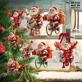 12pcs Wooden Santa Claus Christmas Ornaments Flat 2D