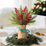 Artificial Pine Branches with Red Berries 10Pcs