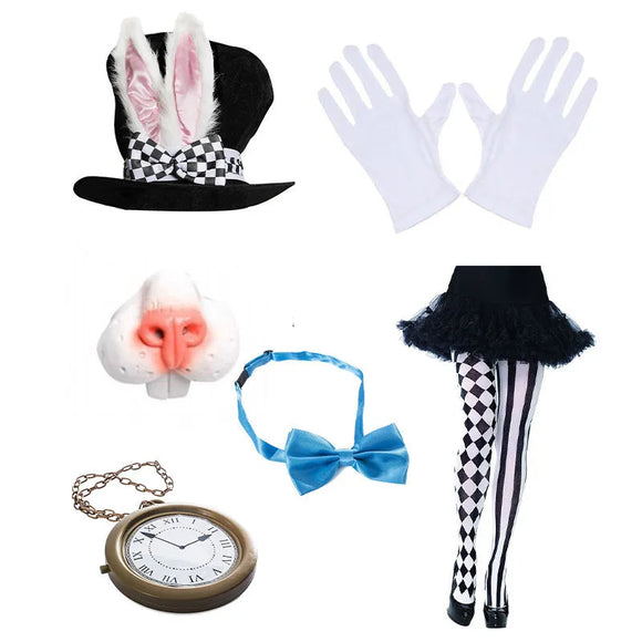 NNEOBA White Rabbit Hat Cosplay Set Easter Halloween