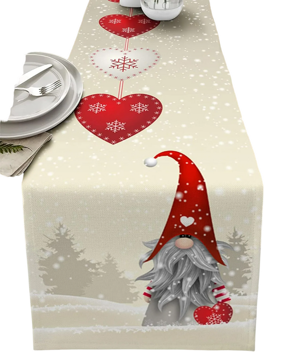 NNEOBA Christmas Snowflakes Linen Table Runner - Festive Dresser Scarf
