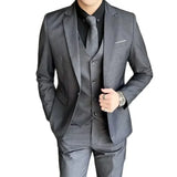 NNEOBA Mens Formal Suit Set Blazer Vest Pants (Gray)