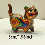 1 Painted Wooden Kitten Creative Sculpture