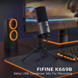 NNEOBA USB Condenser Microphone with Gain Control Metal Recording Mic