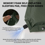 NNEOBA 10cm Thick Self-Inflating Double Mattress with Pillow Green