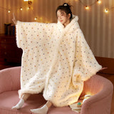 NNEOBA Coral Velvet Hooded Blanket Robe