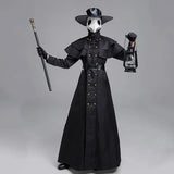 Halloween Medieval Hooded Robe with Plague Doctor Costume Mask & Hat