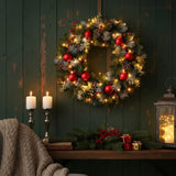 40CM LED Christmas Wreath with Red Berries
