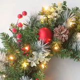 Elegant Red Christmas Wreath LED PVC Red Fruit Christmas Wreath Window Door Wall Ornament Decorations Home Halloween Decor Gifts